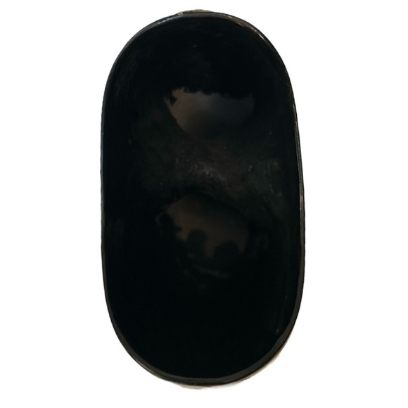 Asian LACQUERWARE Vase Gold w/Handpainted Red Flowers Black Hole 12" x 7" x 3" - Picture 9 of 10